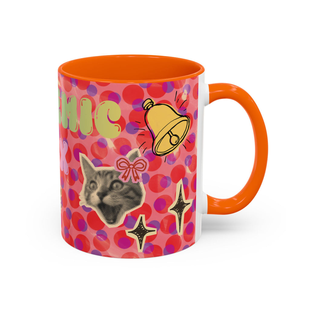 Academic Flex Coffee Mug — Retro Dots, Cat & Bell Accent Mug (11/15oz)