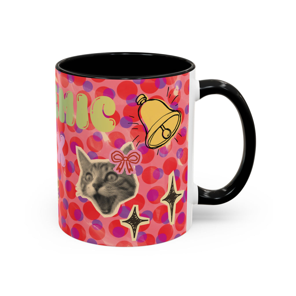 Academic Flex Coffee Mug — Retro Dots, Cat & Bell Accent Mug (11/15oz)