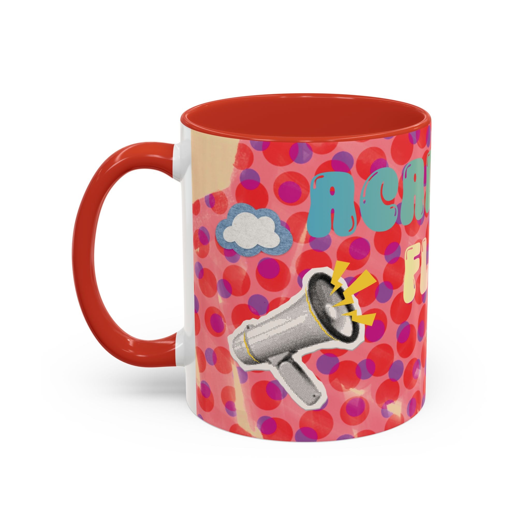 Academic Flex Coffee Mug — Retro Dots, Cat & Bell Accent Mug (11/15oz)