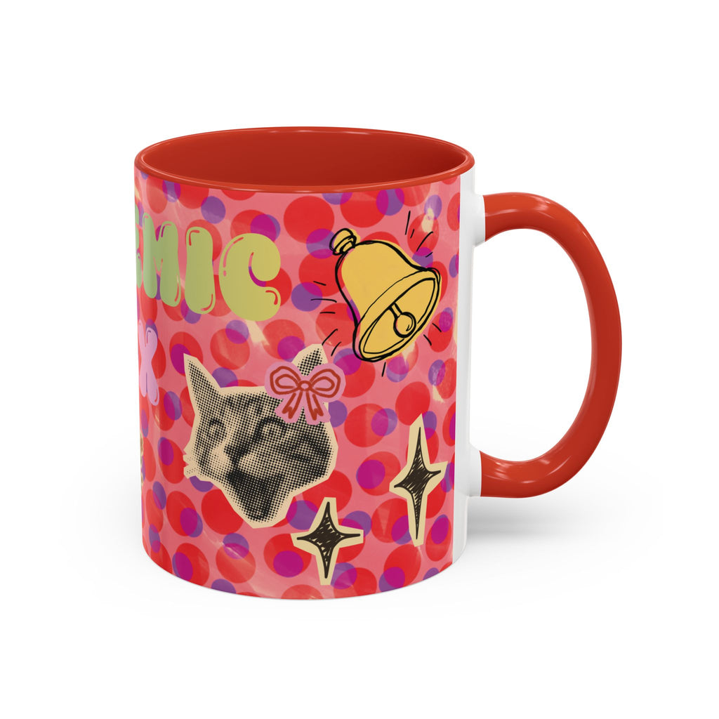 Academic Flex Coffee Mug — Retro Dots, Cat & Bell Accent Mug (11/15oz)