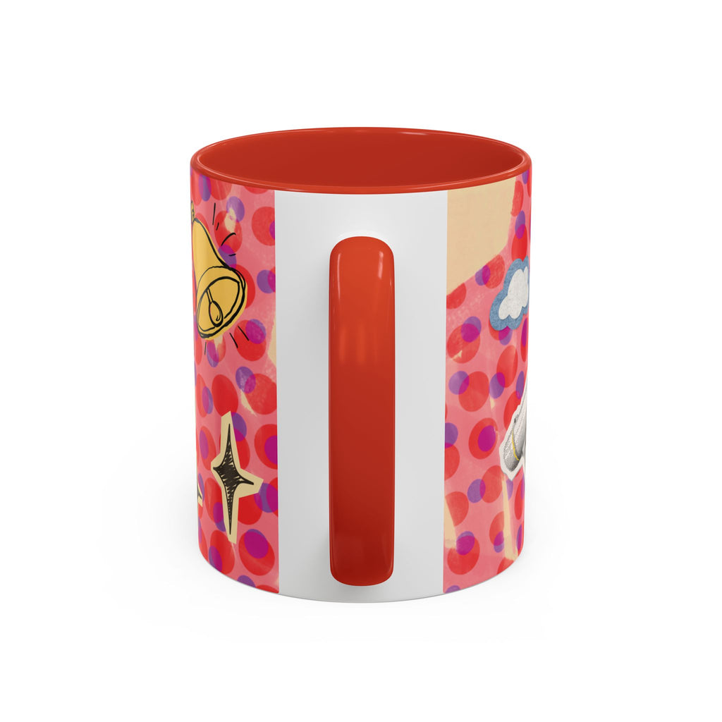Academic Flex Coffee Mug — Retro Dots, Cat & Bell Accent Mug (11/15oz)