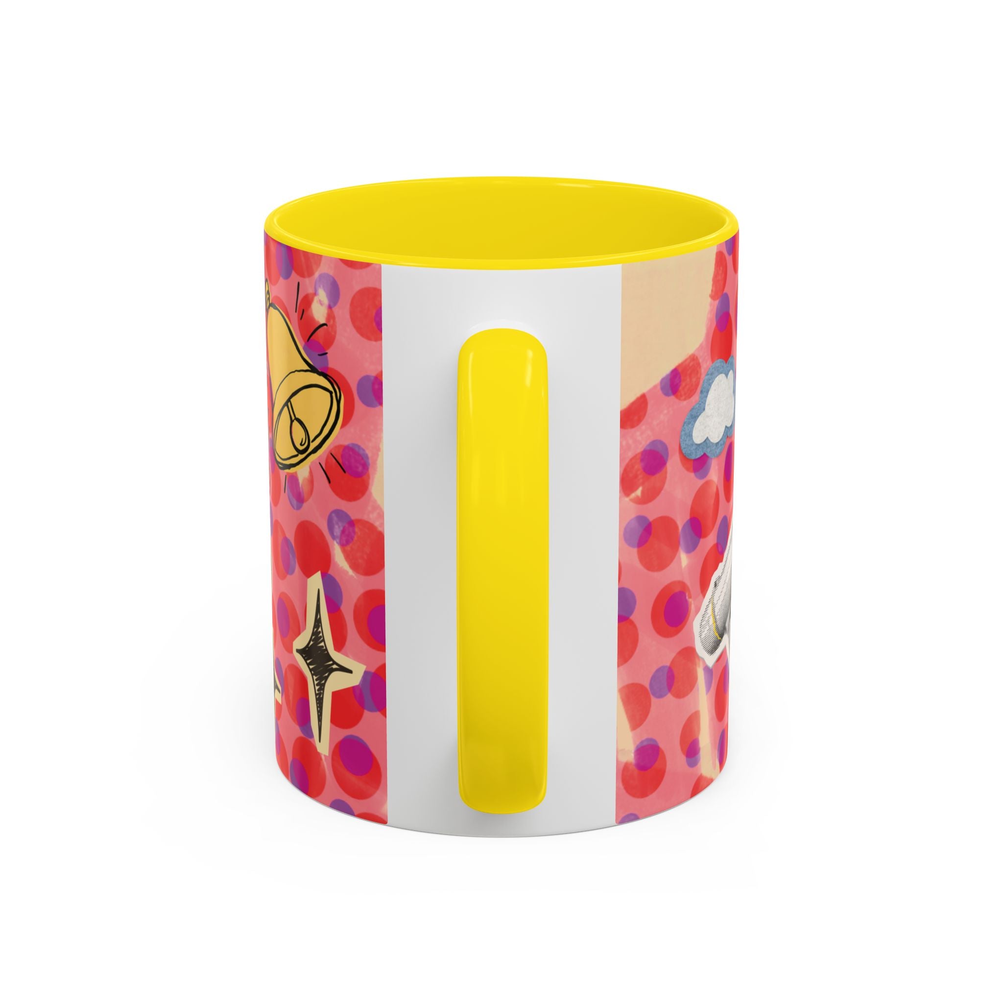 Academic Flex Coffee Mug — Retro Dots, Cat & Bell Accent Mug (11/15oz)