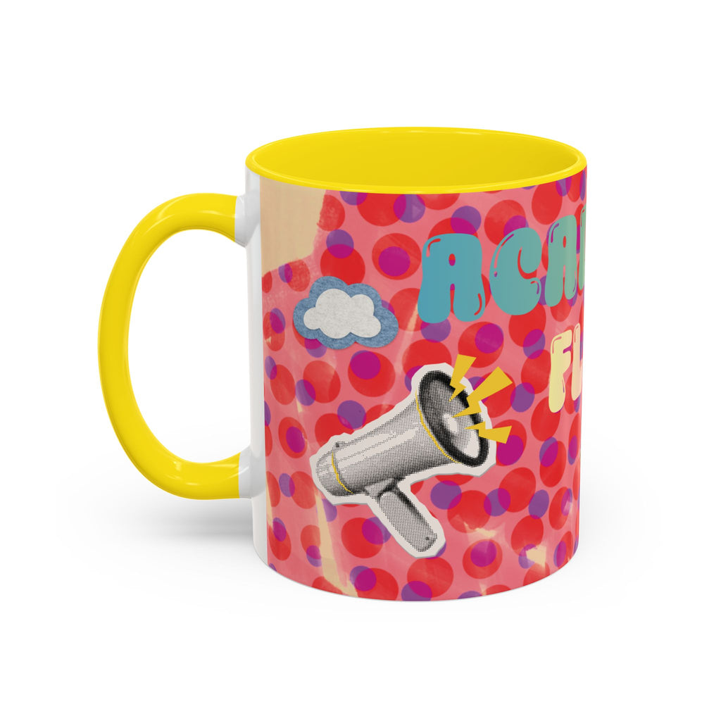 Academic Flex Coffee Mug — Retro Dots, Cat & Bell Accent Mug (11/15oz)