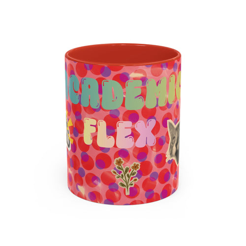 Academic Flex Coffee Mug — Retro Dots, Cat & Bell Accent Mug (11/15oz)